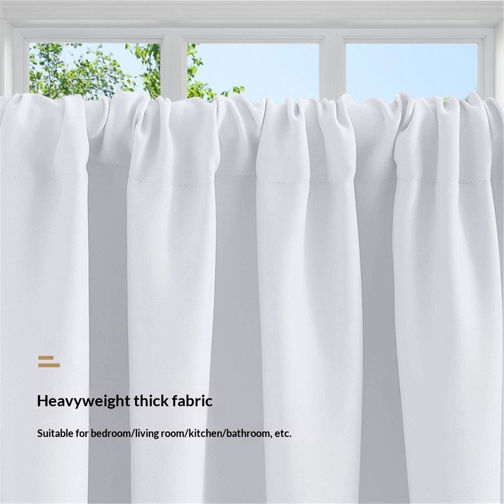 Small Window Curtains White Short 40*60cm Length Semi Blackout for Kitchen Bathroom Door Laundry Room 2pcs — image 4