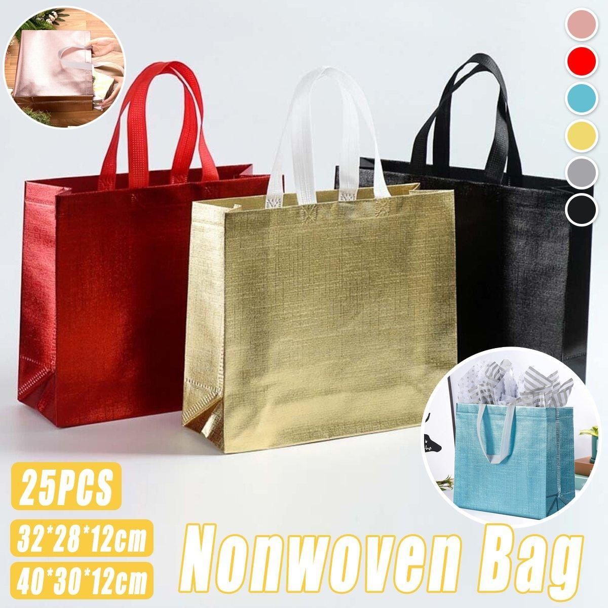 25PCS Embossed Non-Woven Tote Bag Fashion Shopping Gift Packaging Bag - Red-40*30*12cm — image 2