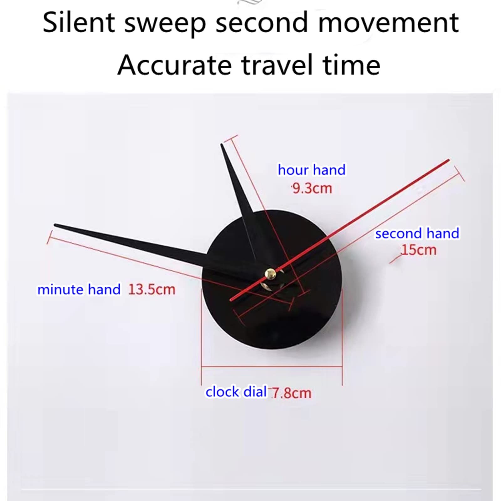 3D DIY Wall Clock, Living Room Dining Room Simple 3D Wall Sticker Wall Clock Creative Luminous DIY Acrylic Wall Clock (15.8IN) — image 3