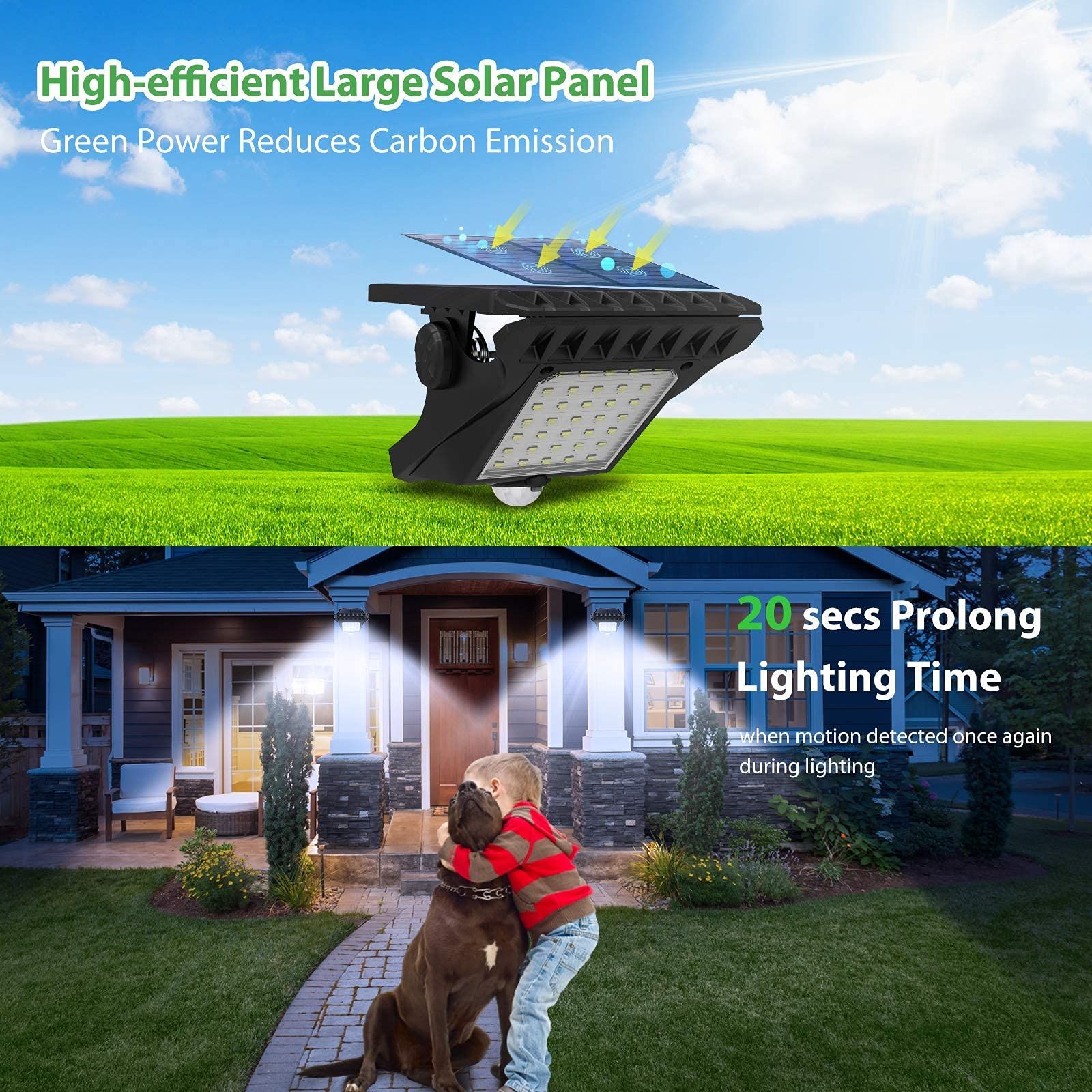 2pc Clip on Solar Lights Outdoor Waterproof Motion Sensor Lights Solar Security Lights for Chain Link Fence Camping Gate — image 3