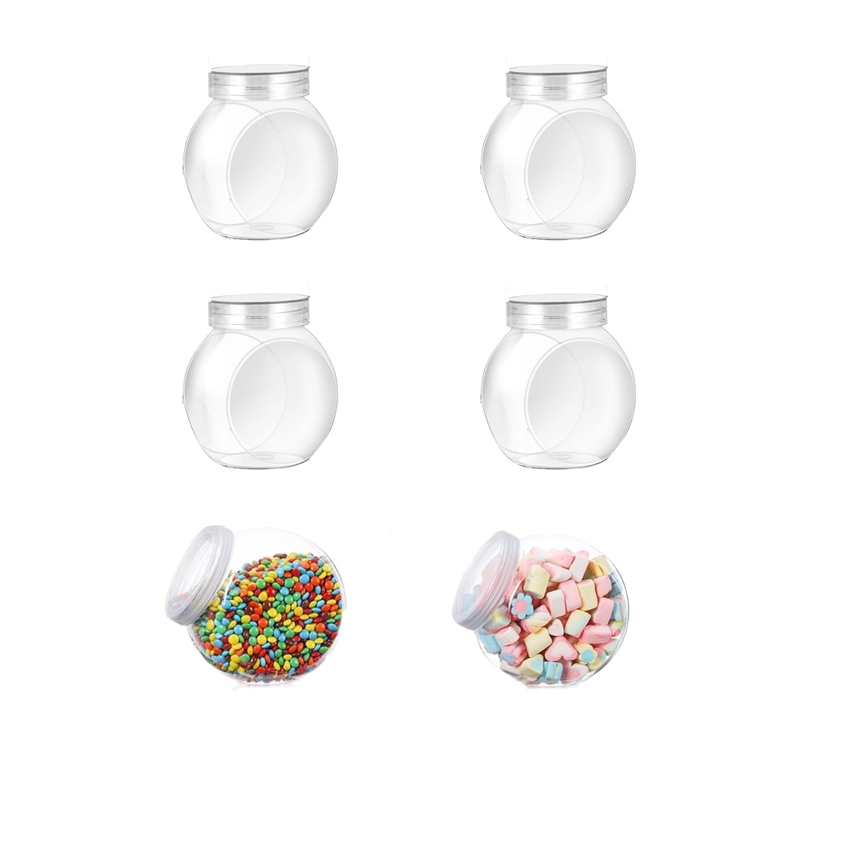 Candy Jars with Lids,6 Pcs 7.7ozCookie Containers Candy Jars with Lids,3 × 2in Plastic Snack Jars for Candy Buffet and Party Table, Candy Buffet