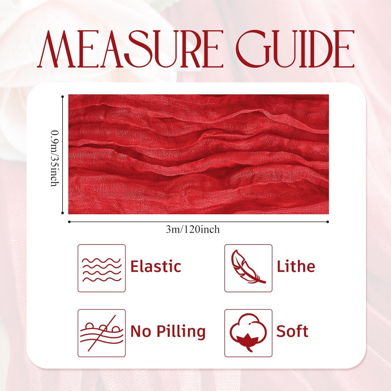 Cheesecloth Table Runner Christmas 10FT Red Boho Gauze Fall Cheese Cloth Table Runner for Party Long Rustic Sheer Table Runners for Baby Bridal Shower Wedding — image 2