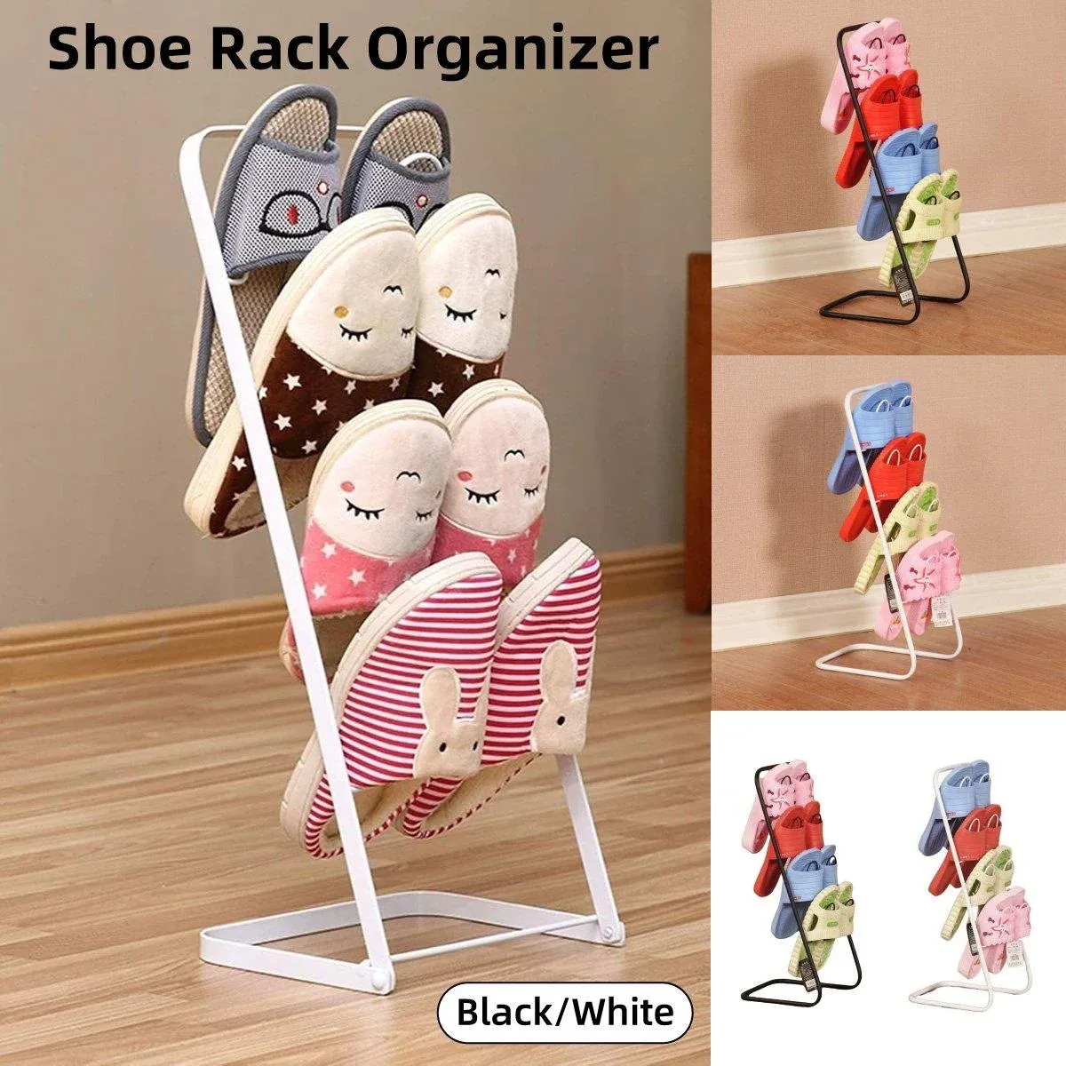 Simple Multi Layer Slipper Storage Rack Organizer for Home Closet Shoe Organizer - White — image 2