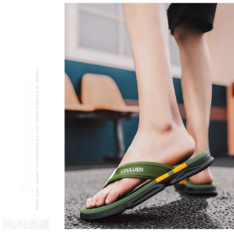 Men's Flip Flops: 4 Colors, EVA-PVC Blend, Comfort & Style for Summer Beach & Daily Wear(Green-39) — image 3