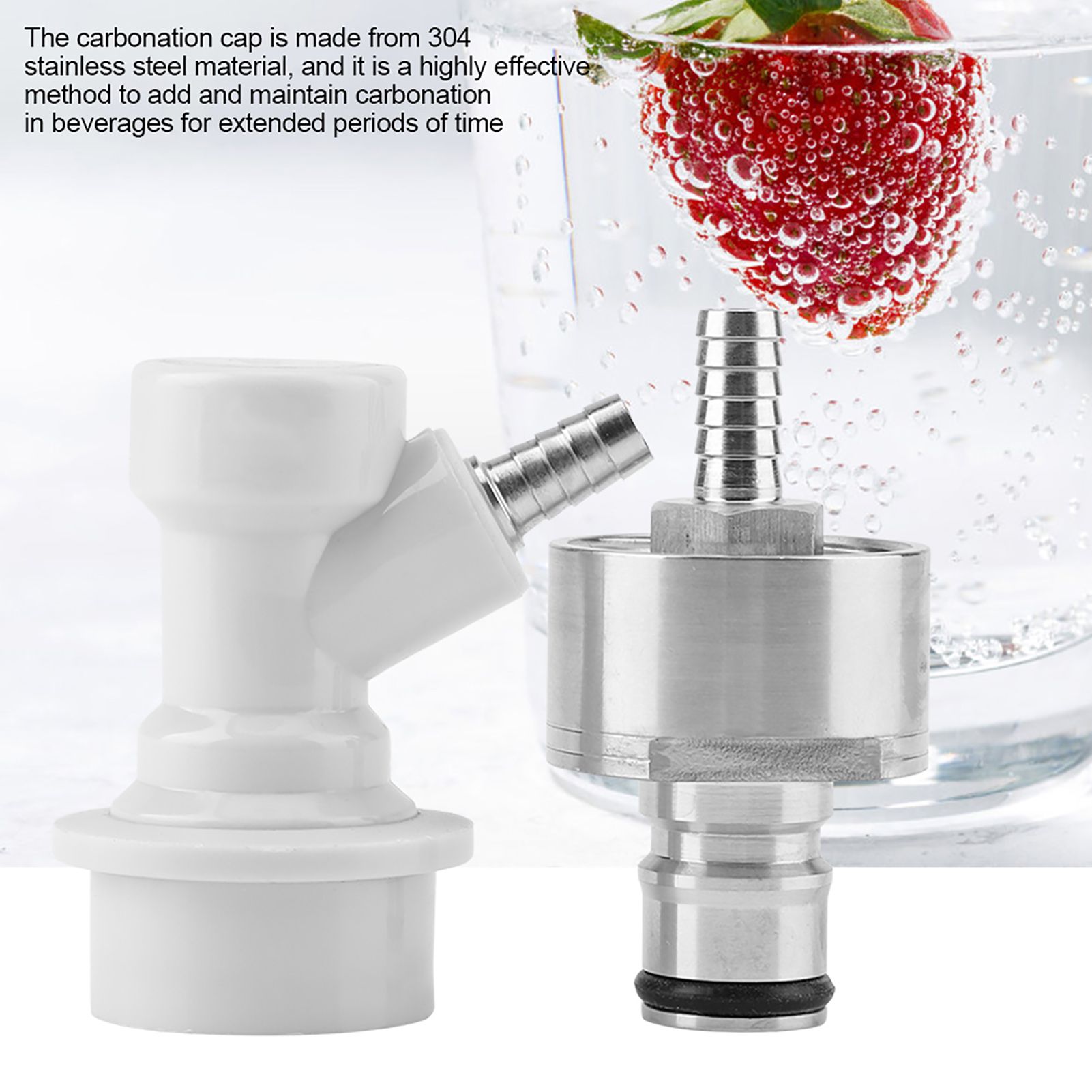 Homebrew Stainless Carbonation Cap Carbonator with Liquid Ball Lock Disconnect 1/4" Barb Hot β image 3