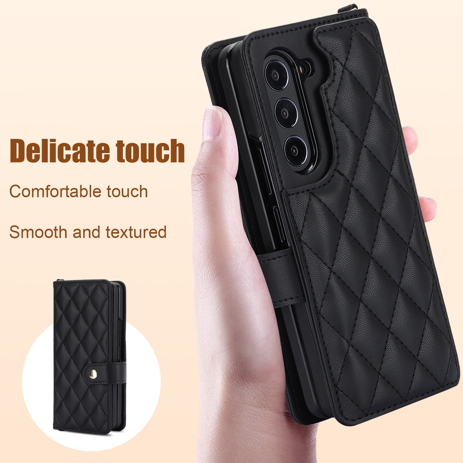 Galaxy Z Fold5 Multi-Functional Leather Wallet Case for Samsung Z Fold Series - Crossbody with Pen Slot, Quilted Design Pen Not Included โ image 4