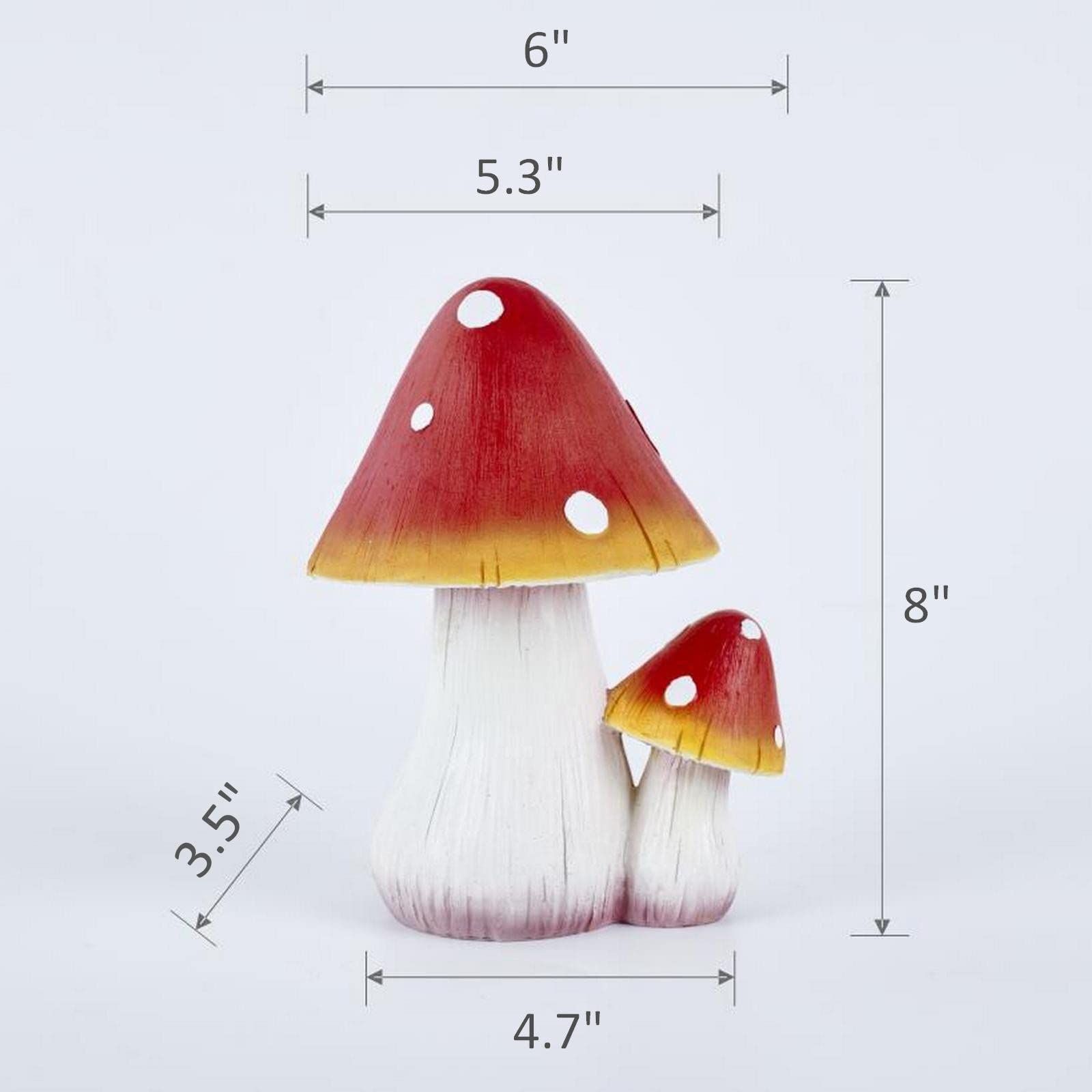 Mushroom Decor Fairy Garden Accessories - Outdoor Garden Decor Mushrooms Ornament for Garden Decoration (8" Red) — image 5