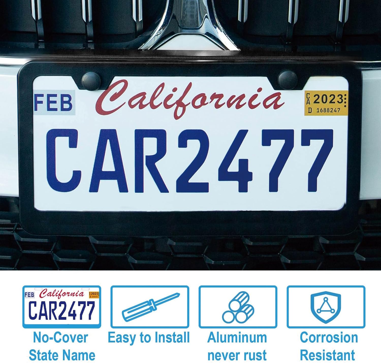2PCS Matte Black License Plate Frames, 2 Holes Solid Rust-Proof Stainless Steel License Plate Holder, Universal Car License Plate Cover for Women and Man with โ image 3
