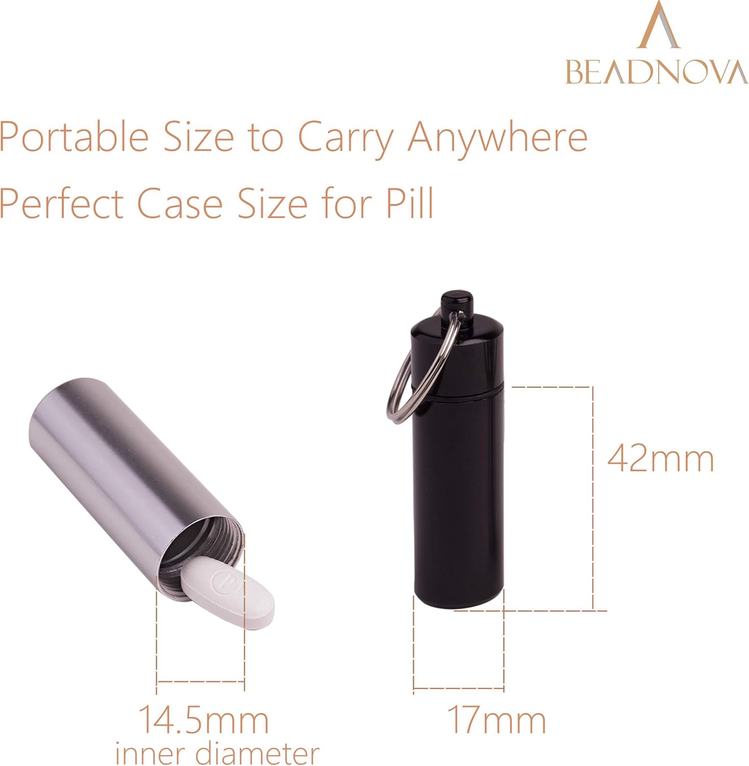 Pill Holder Keychain Medicine Container Small Portable Pill Case Aluminium Fob Carrier with Medicine (3pcs, 3 Colors Per Pack) โ image 2