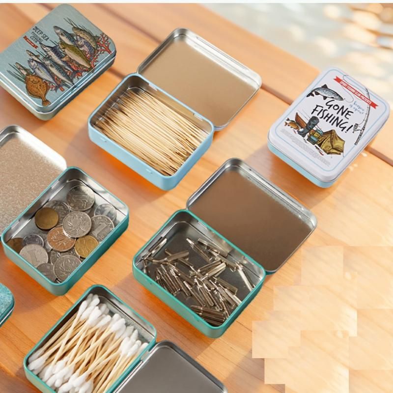 3-Pack Deep-sea fish patterns Portable Metal Storage Box for Cotton Swabs and Coins – Compact and Portable (95x70mm), Durable Storage Accessory — image 3