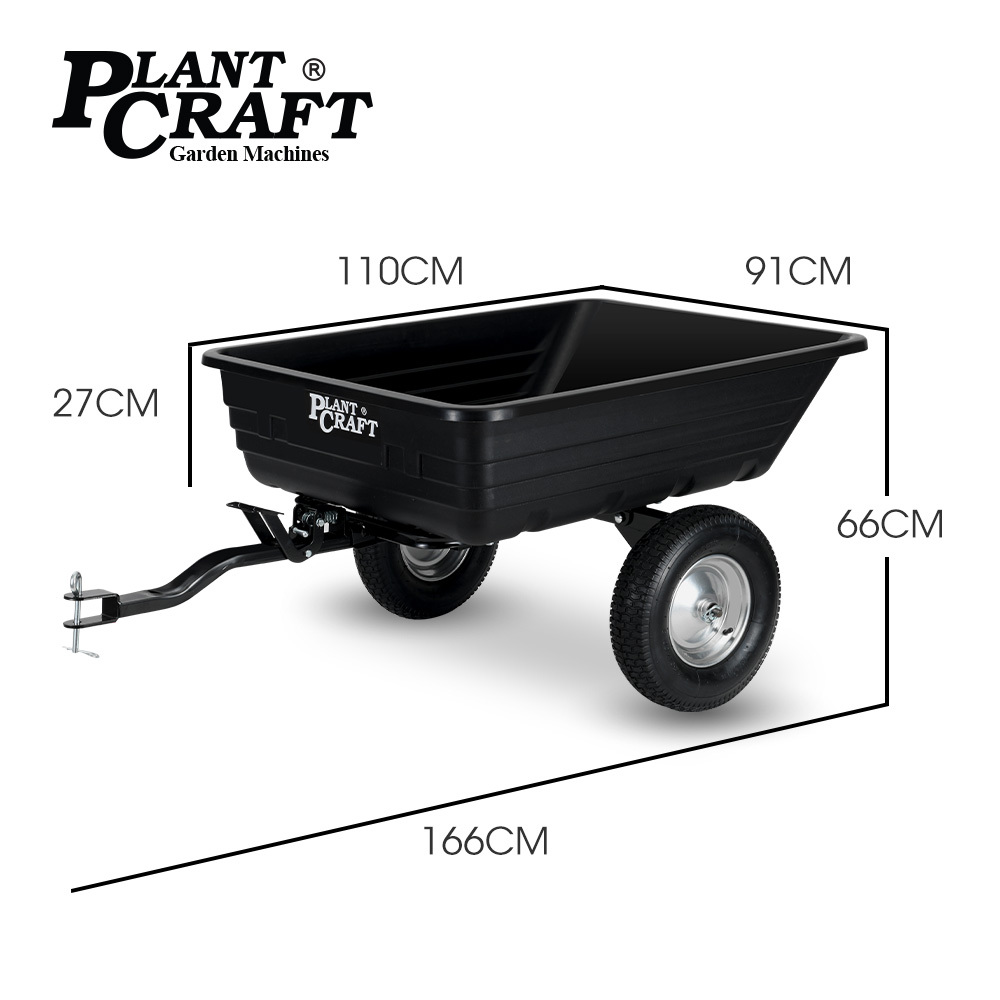 PlantCraft Poly Dump Cart, 272kg Load Heavy Duty Tipper Trailer, 16-inch Tyres, ATV, Quad Bike โ image 2