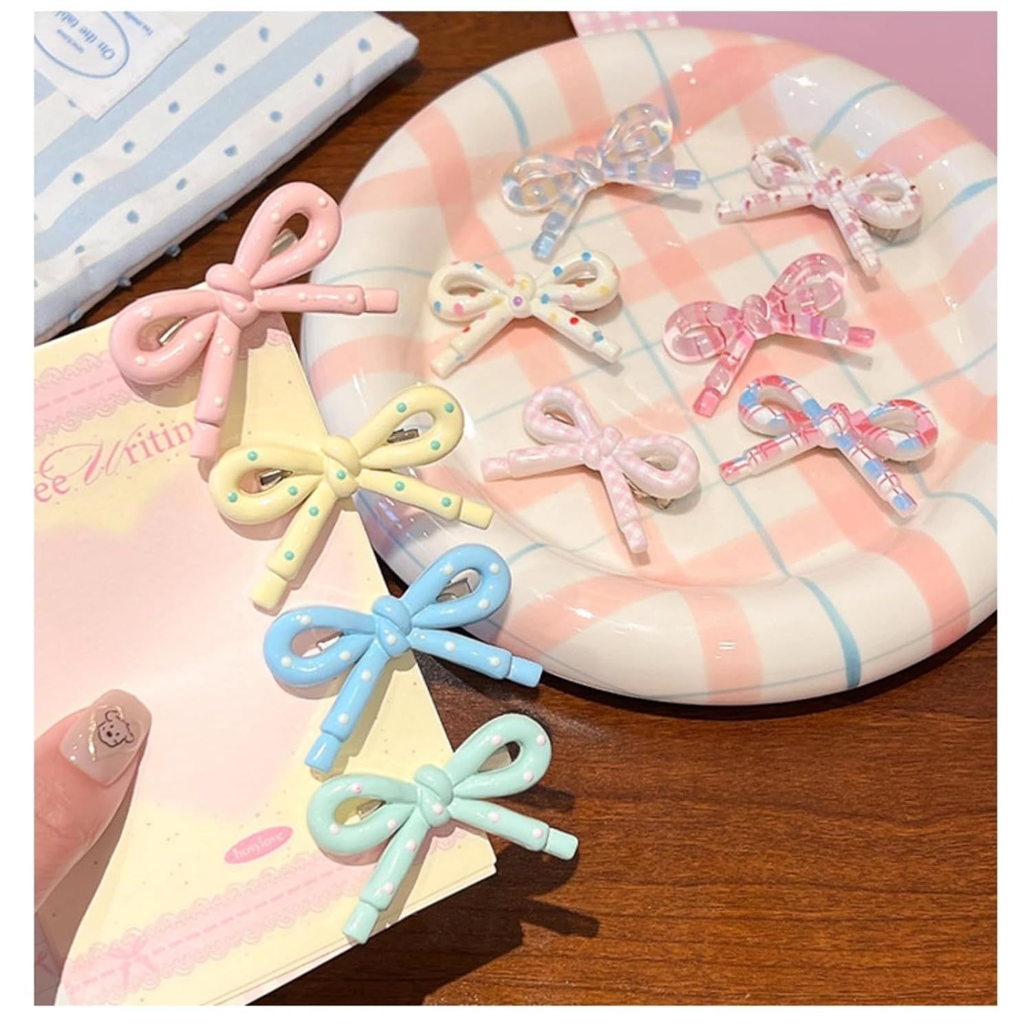 4-8 Pcs Cute Bow Hair Clips for Girl Children Women, 2-Inch Side Bangs Hairpins Fringe Duck Bill Hair Accessories (8 pcs bow A) โ image 5