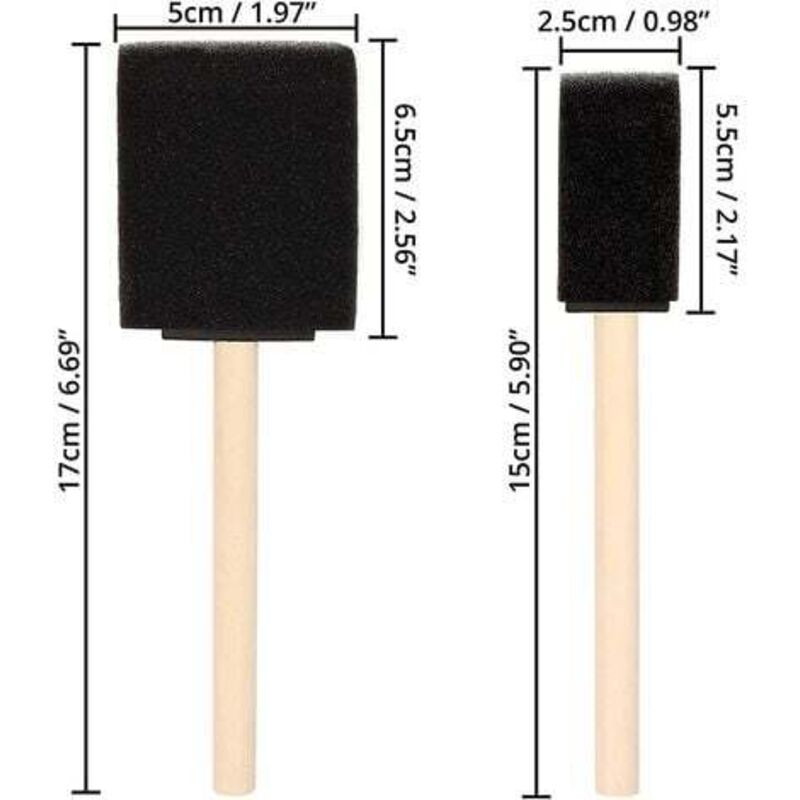 Foam Brushes (20 Pack) - Two Sizes - Sponge Brushes With Wooden Handle - Paint Stamp Brushes For Acrylic, Oil, Varnish — image 2