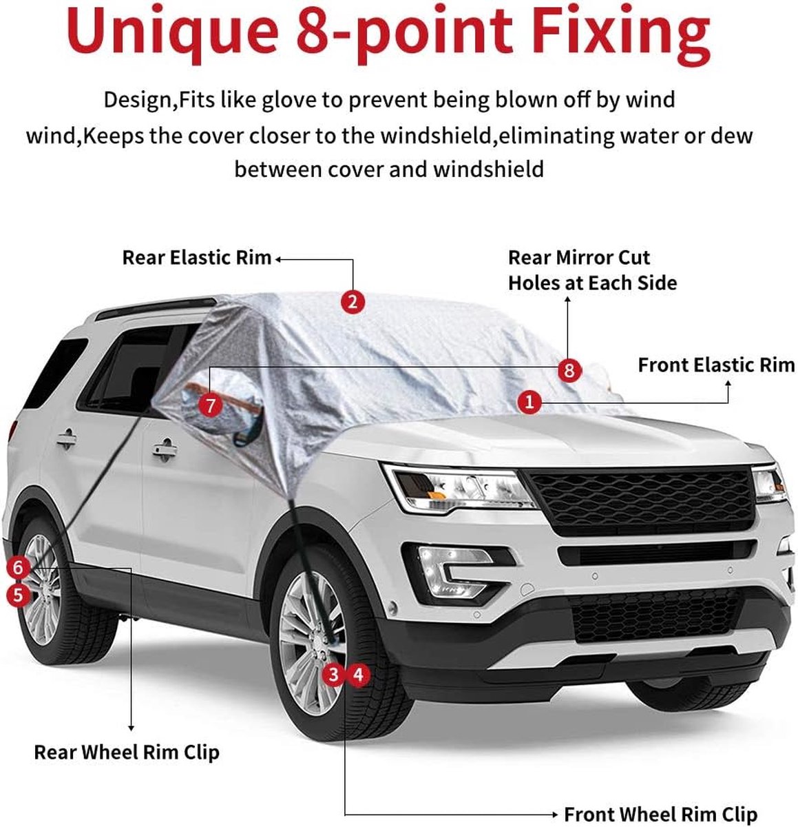 Windshield Cover - Car - Winter - Windshield Cover Mount Foldable Cover Car Windshield for Snow, Ice, Frost, Dust, Sun - Silver - For Most Cars & โ image 4