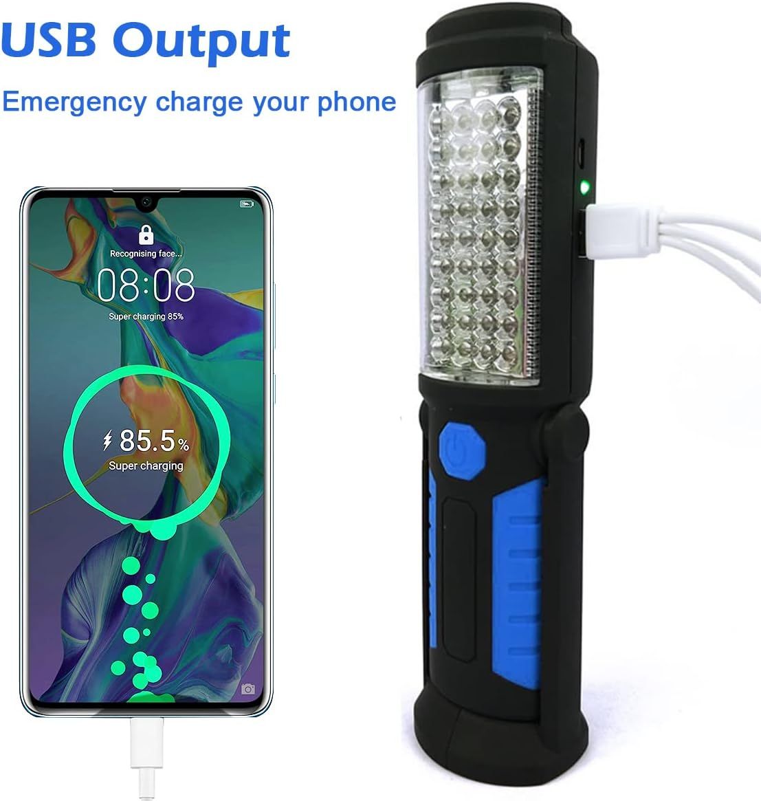 Multi-Function LED Work Light - USB Rechargeable Magnetic Flashlight with 360° Rotation, Waterproof Portable Lantern for Auto Repair, Camping & Emergency — image 5