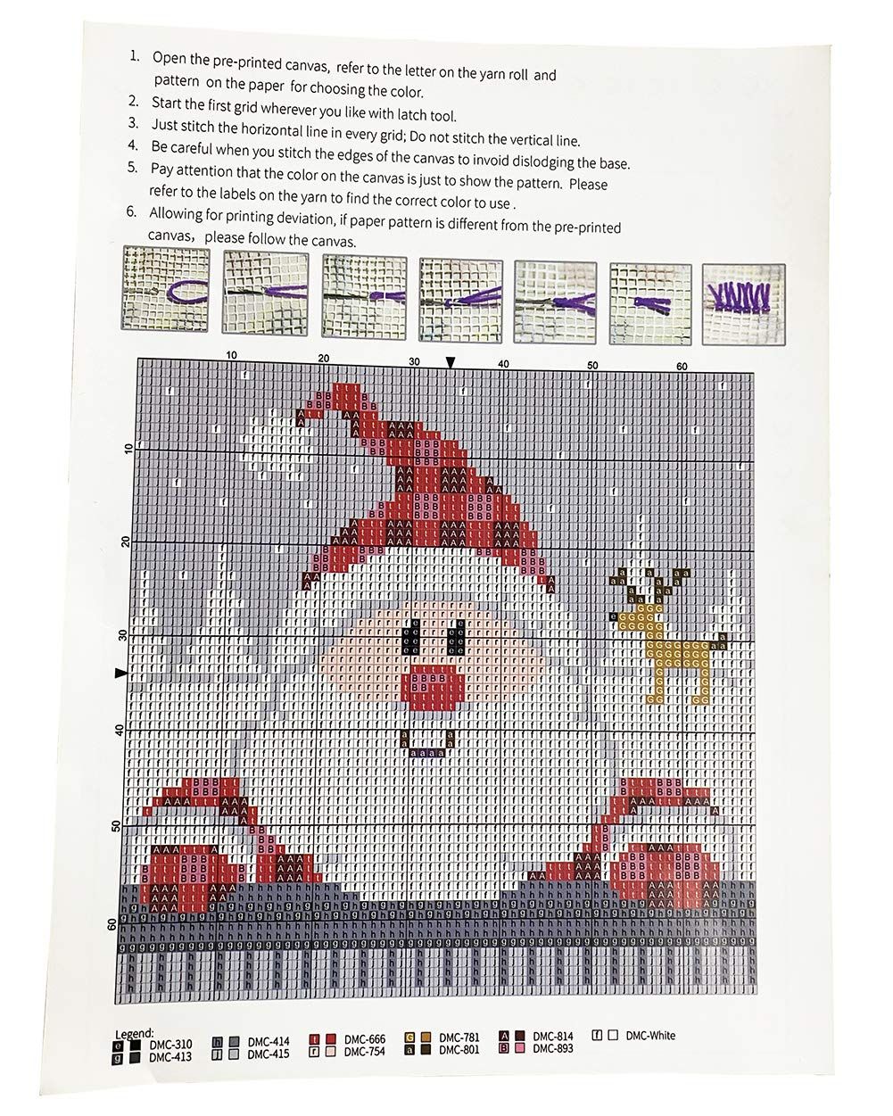 Cartoon Latch Hook Kits Pillow DIY Handmade Printed Canvas Cushion Latch Hook Kit Christmas Decor,16.9 × 16.9 '' — image 5