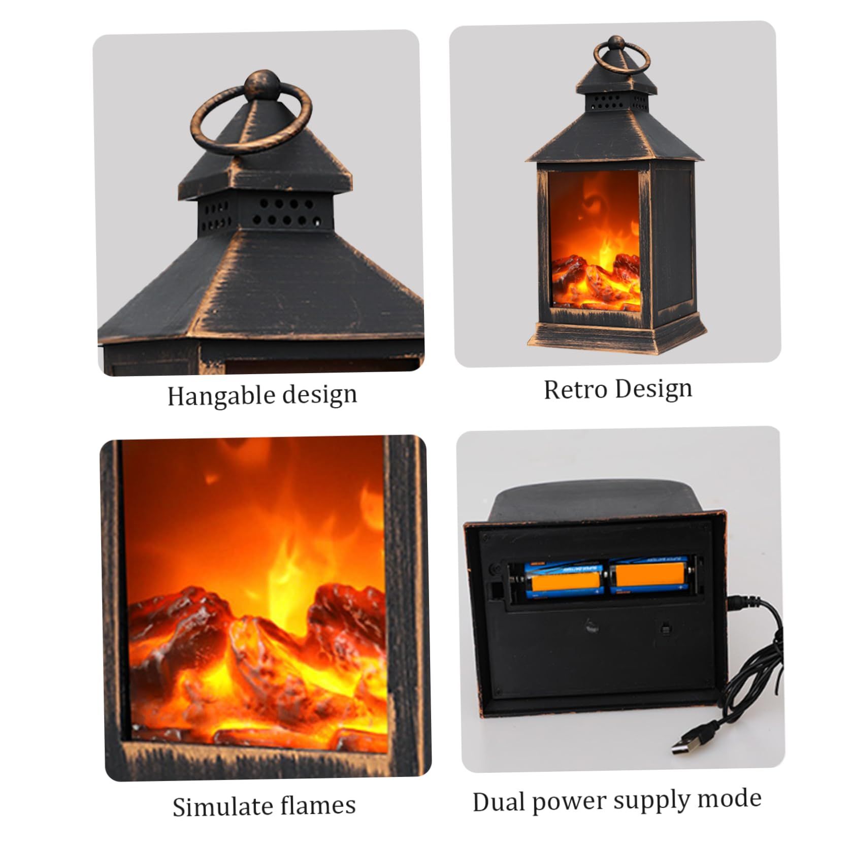 Flameless LED Fireplace USB/Battery Powered Desktop Fireplace with Handle Portable Mini Fireplace for Indoor Outdoor — image 5