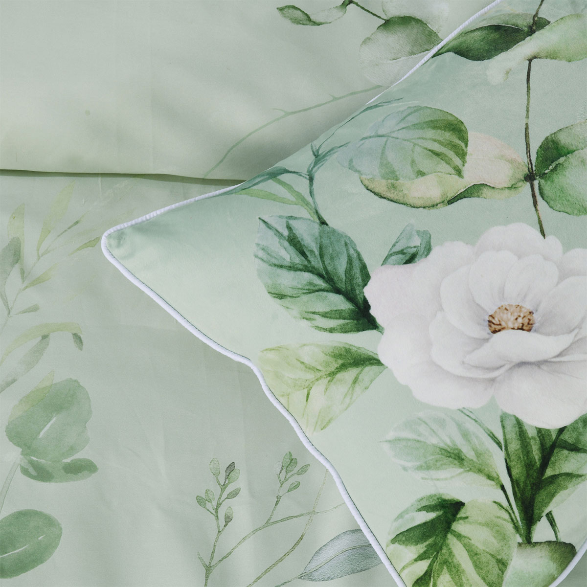 Bianca Salisbury Sage Floral Cotton Sateen Quilt Cover Set Queen โ image 4