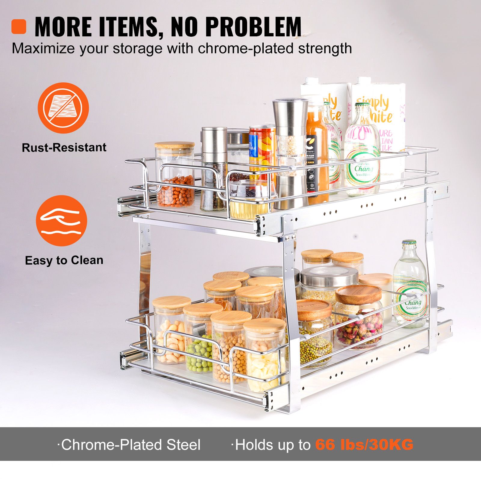 2-Tier Wire Pull Out Cabinet Under Sink Organizer 14 × 21 Inch Drawer Basket — image 4