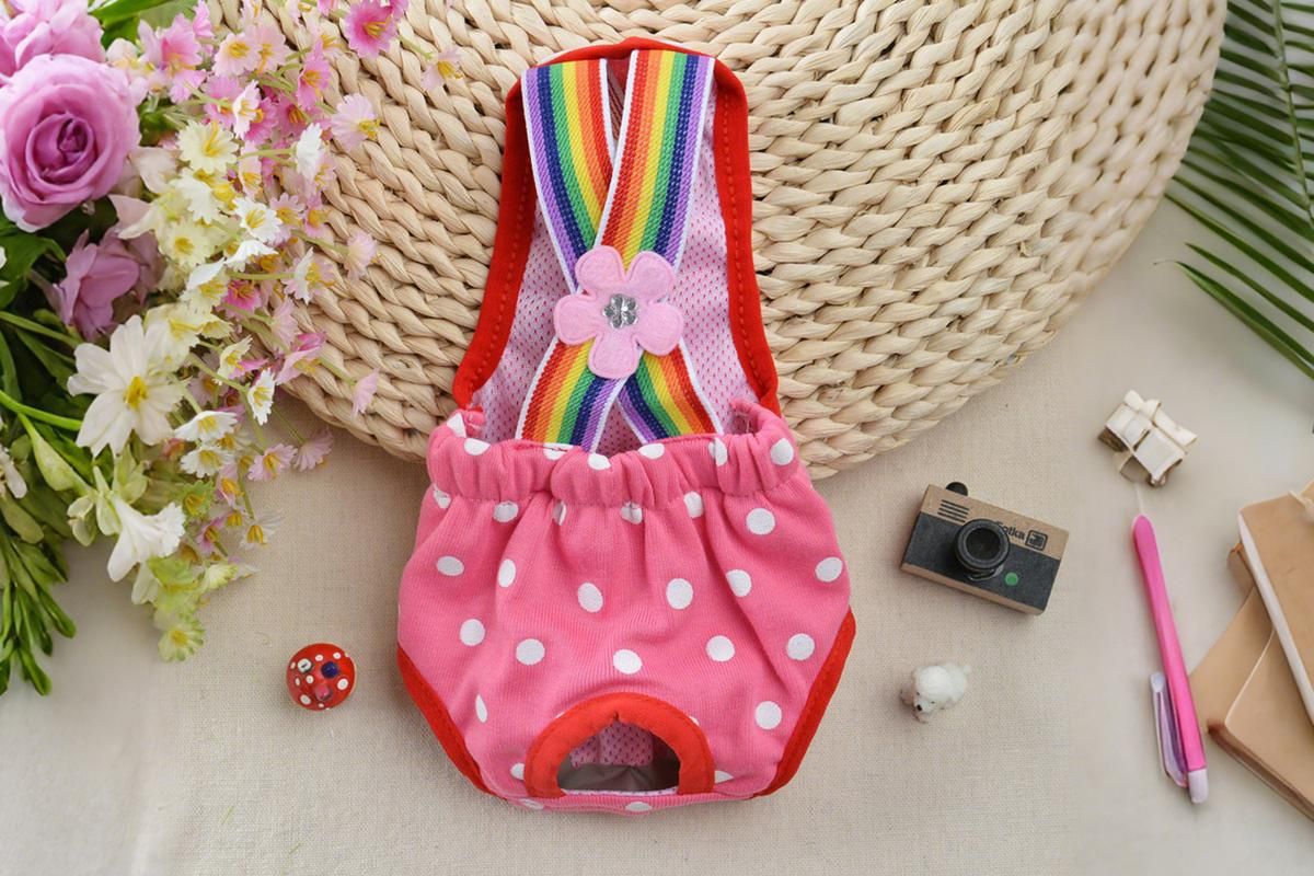 Cute Harness Female Dog Sanitary Pants Reusable Menstrual Diaper-Pink L โ image 5