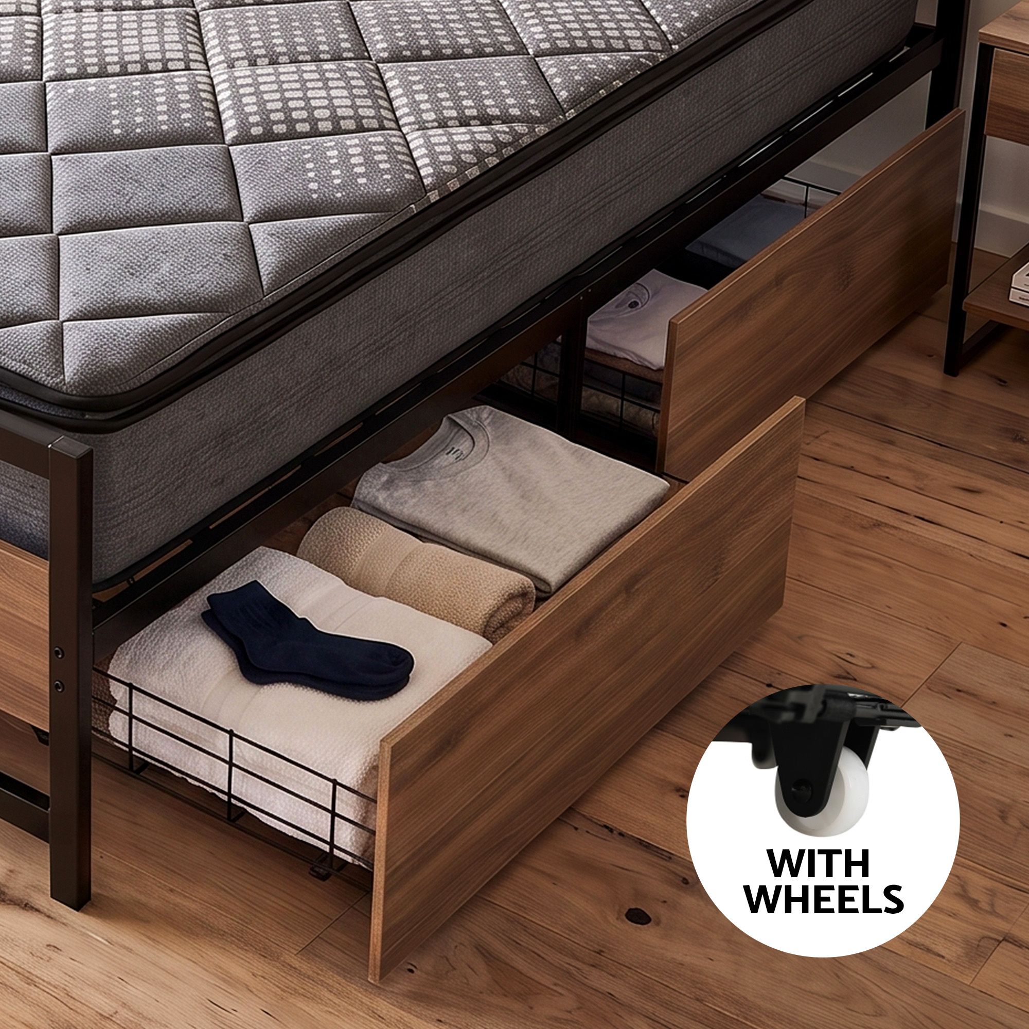 Giselle 18cm Queen Mattress Pillowtop and Artiss Metal Bed Frame Set With 2 drawers โ image 6