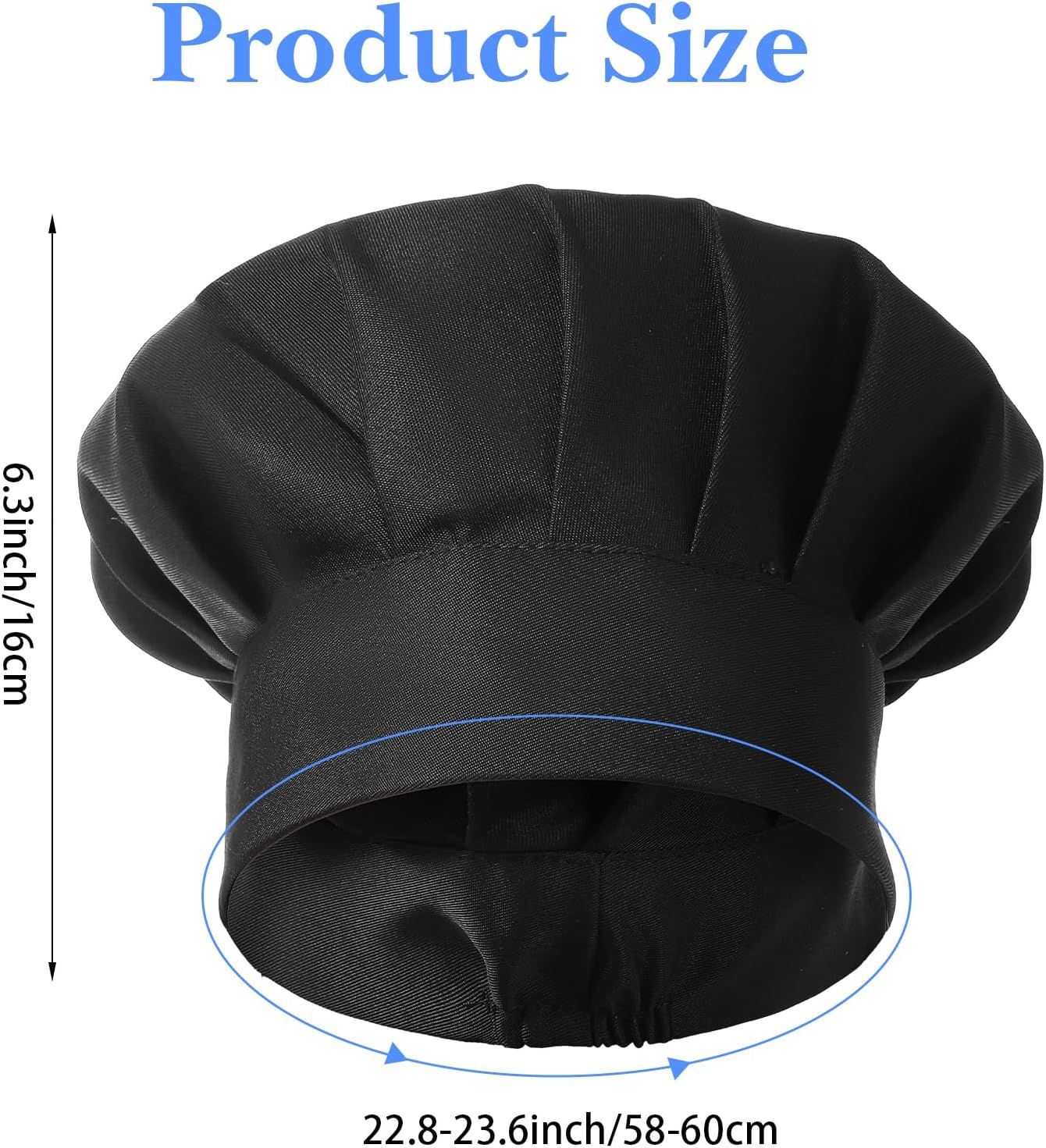 2PCS Black Chef Hat, Chef Cap for Men & Women, Breathable Baker's Hat for Cooking, Kitchen, Reusable & Washable โ image 2