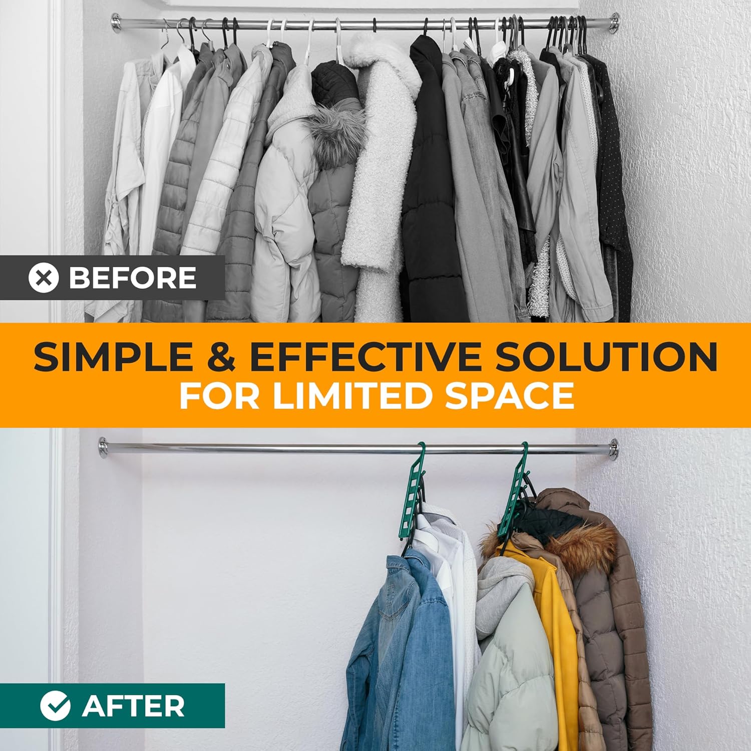 Space Saving Hangers for Clothes - 4 in Pack, Heavy Duty Plastic, Multi Closet Space Savers for Shirts, Pants, Jeans, Sweaters - Hanger Organizer Space Saver โ image 3