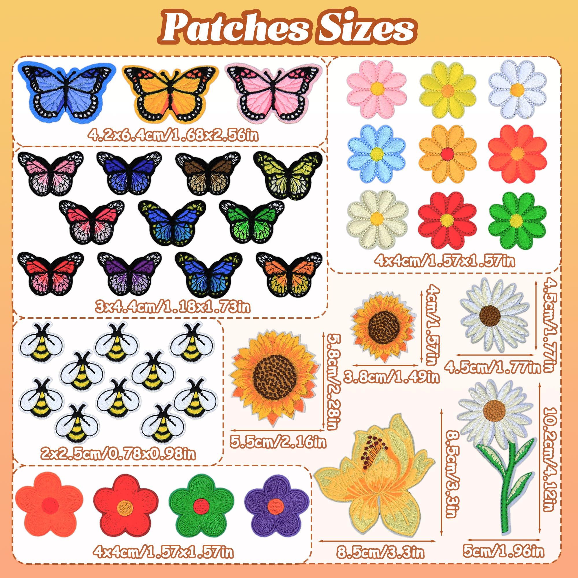 41Pcs Embroidered Flowers Butterfly Bee Iron on Patches Sunflowers Sew on Patch Cute Bumble Daisy Embroidered Applique Decoration — image 2
