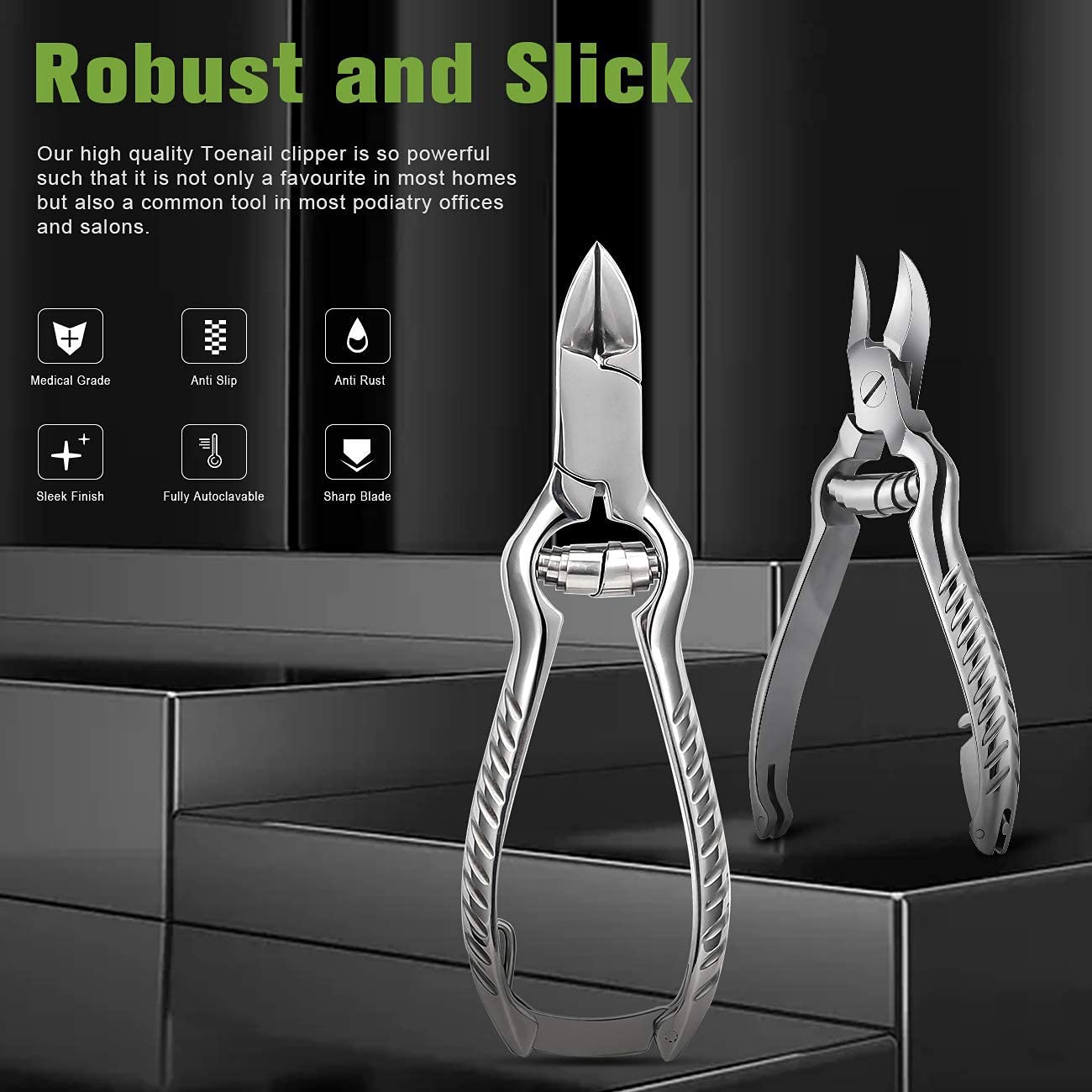 Toenail Clippers for Thick or Ingrown Toenails, Stainless Steel Long Handle Toenail Cutters Medical Surgical Grade Secure and Stylish Design - W/Leather Case — image 4
