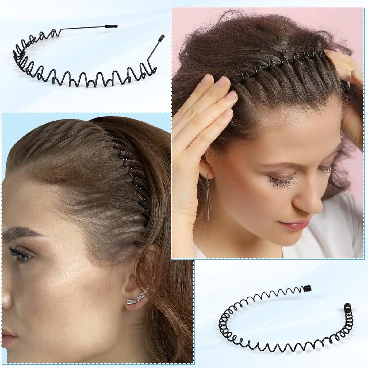 Hair Accessories - 5 Pieces - Headbands - Tiara - Unisex Women and Men - Lightweight - Sports Headband - Plastic - For Running, Sports and Daily Use - Black — image 2
