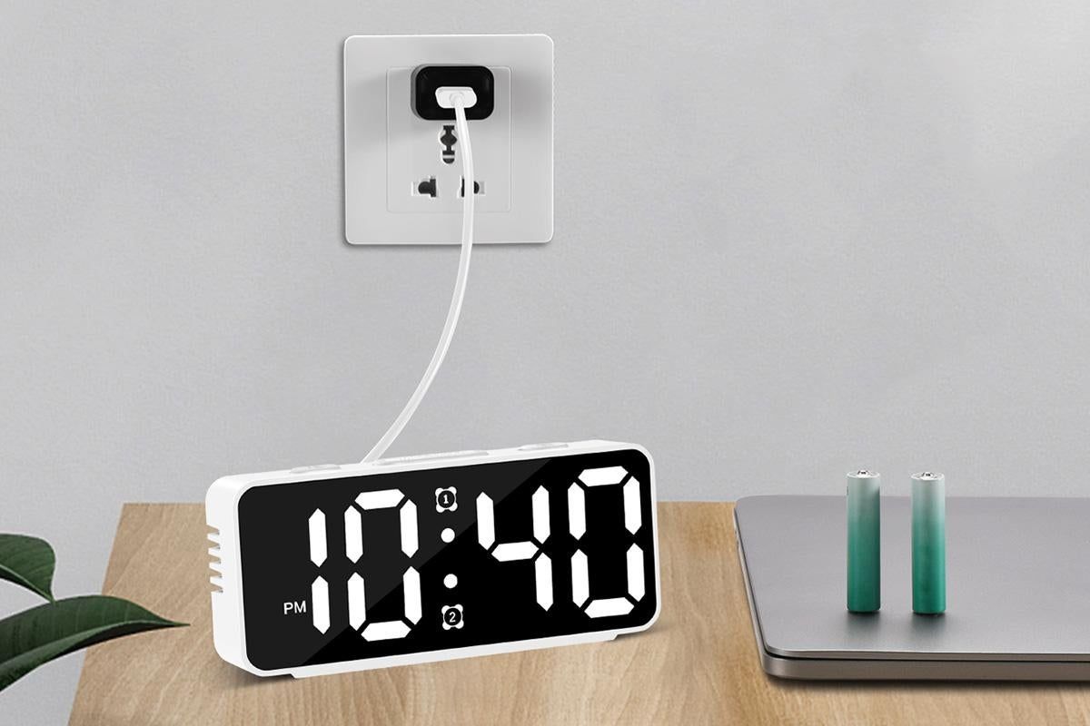 Small Digital Alarm Clock with 5 Dimmers and 5 Alarm Volumes for Bedrooms - White โ image 5