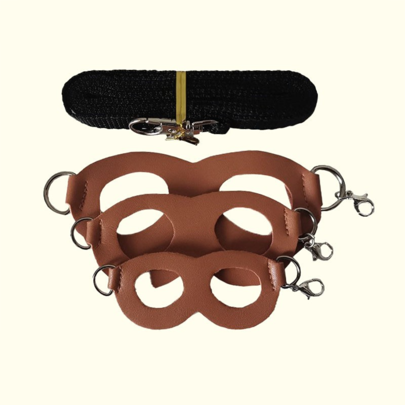 2-Pack dark brown Small Mammal Harness Set – 6 Pcs (S/M/L ×2) + 2 × 1.5m Leashes for Secure Outdoor Handling