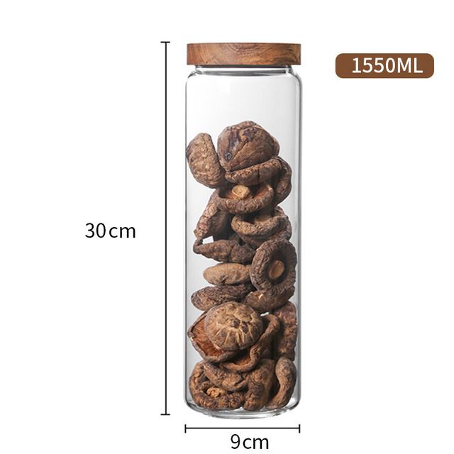 acacia wood lid, borosilicate glass jars, airtight food storage, grain storage containers, snack storage jars, kitchen organization, pantry organizers โ image 2