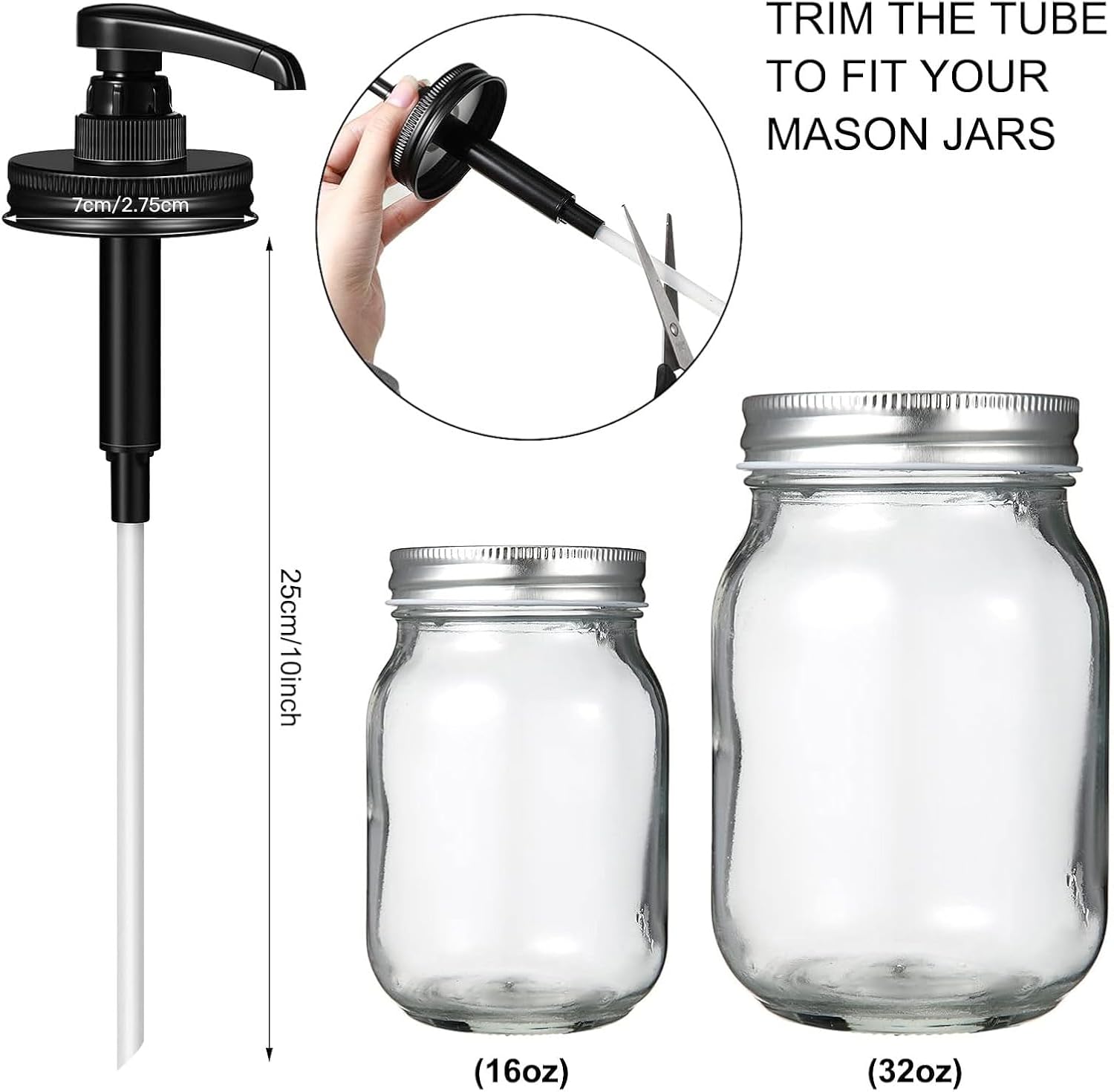4 Pack Mason Canning Jar Syrup Dispenser Coffee Syrup Dispenser Pump Lids Set with Labels and Pen Honey Pump for 16 oz Regular Mouth Mason Canning Jars โ image 2