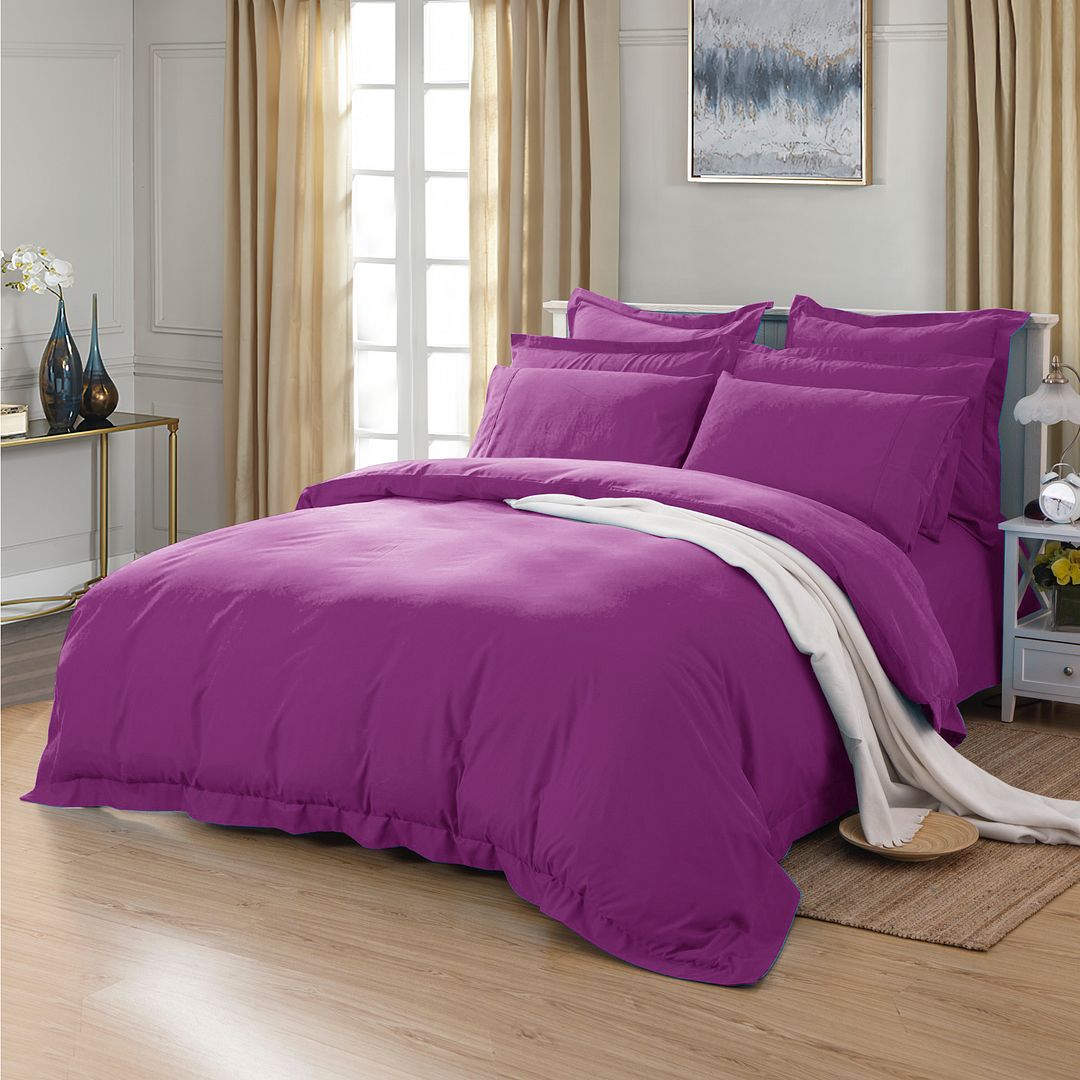 1000TC Tailored King Size Purple Duvet Quilt Cover Set — image 2