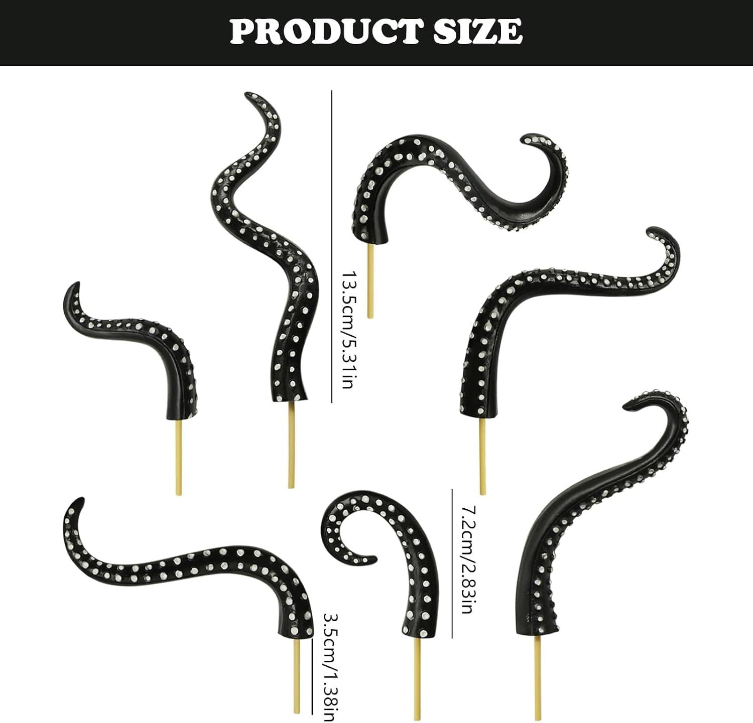 7 Pack Octopus Tentacle Plant Stakes Octopus Decoration, Octopus Lamp, Weird Home Octopus Decor Supplies, Black — image 2