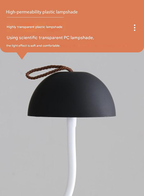 Black Sleek Minimalist LED Mushroom Table Lamp - Rechargeable 3-Color Touch Control, Bar & Ambient Light โ image 6