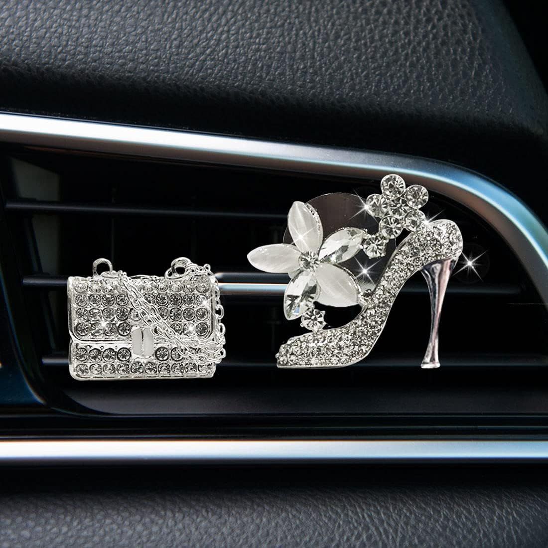 Crystal High Heel Shoe & Magic Bag Car Air Vent Clip Charm Bling sparkly bedazzled rhinestone Car Bling Accessories, Car Interior Decoration Charm, Rhinestone — image 2