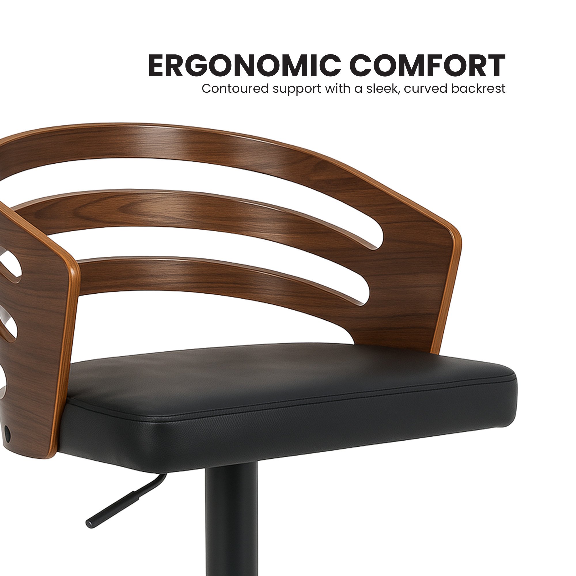Sarantino Bentwood Walnut Barstool Leather Seat And Metal Base — image 5