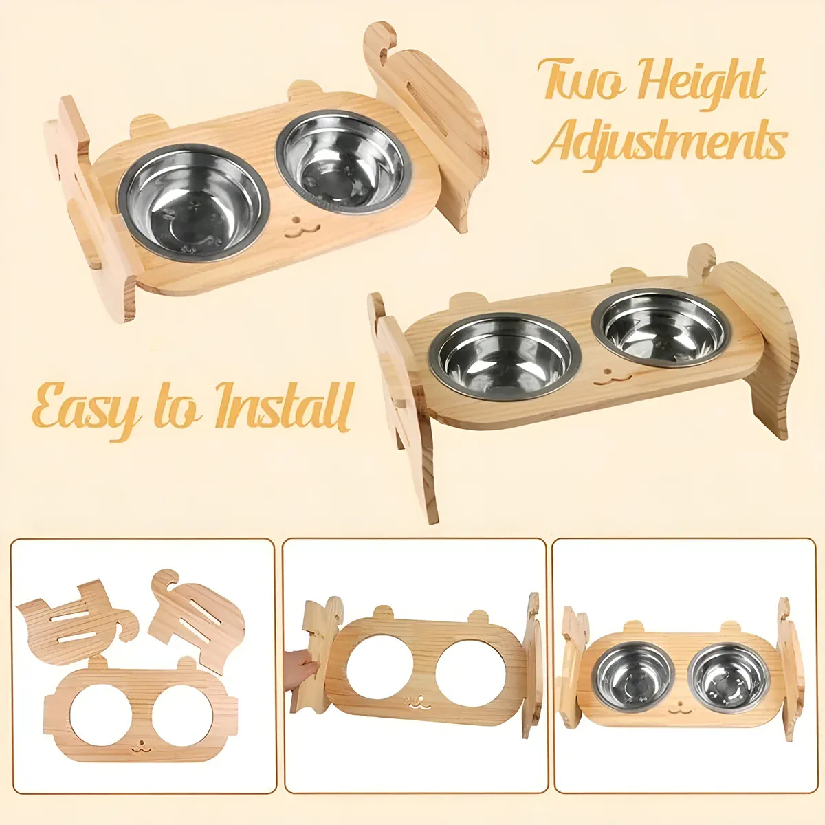 Pet Bowl Anti Tip Double Bowl Pet Food Water Bowl For Home Daily Use Easy Clean — image 4