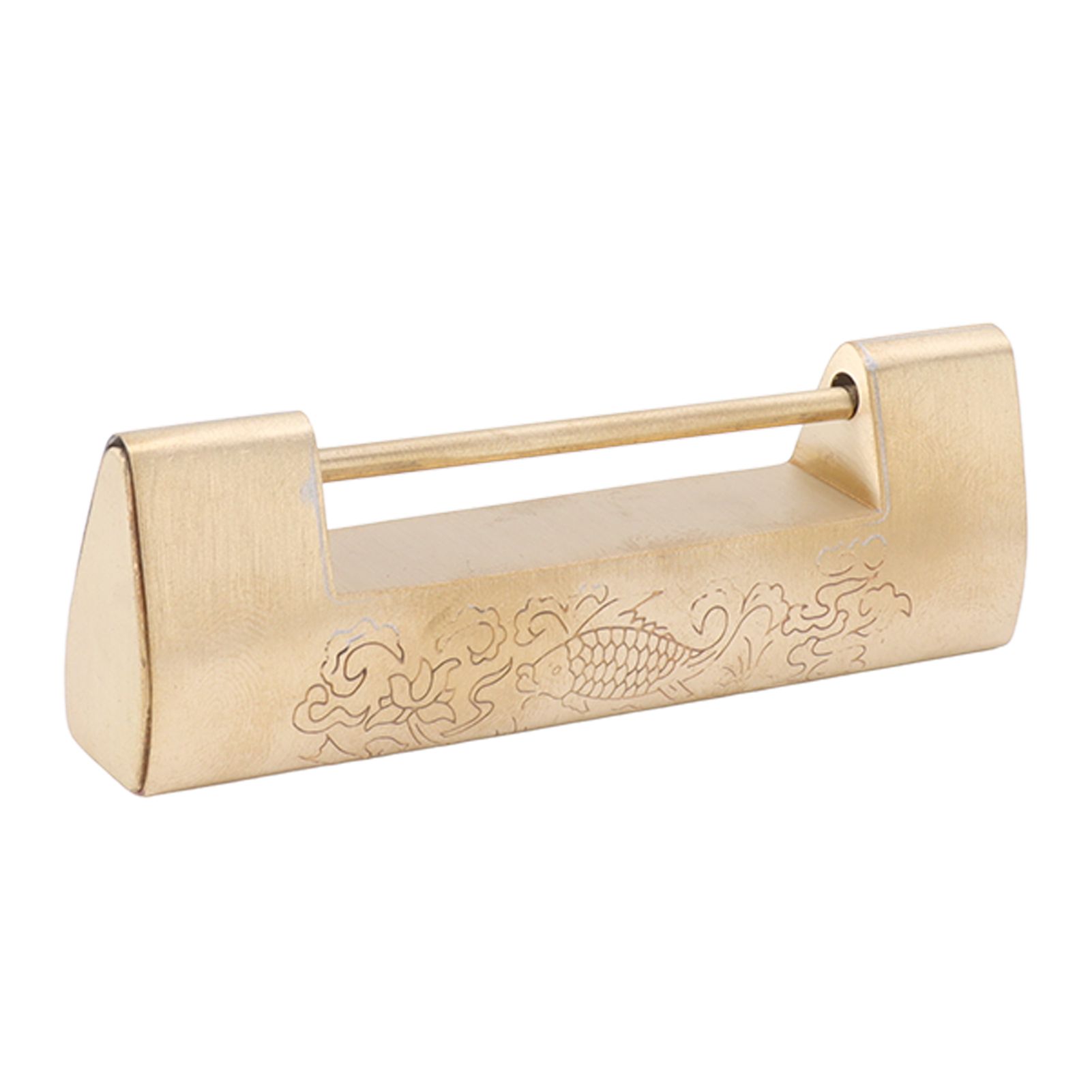 Antique Style Lock Spacing 5.9cm Auspicious Fish Lock Chinese Locks Small Brass Locks Antique Padlock Brass Color โ image 3
