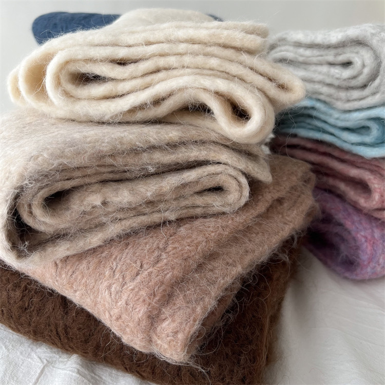 Brown Alpaca Wool Blend Solid Color Knitted Scarf for Women Winter New Style Student High Quality Couple Woolen Neck Warmer — image 3
