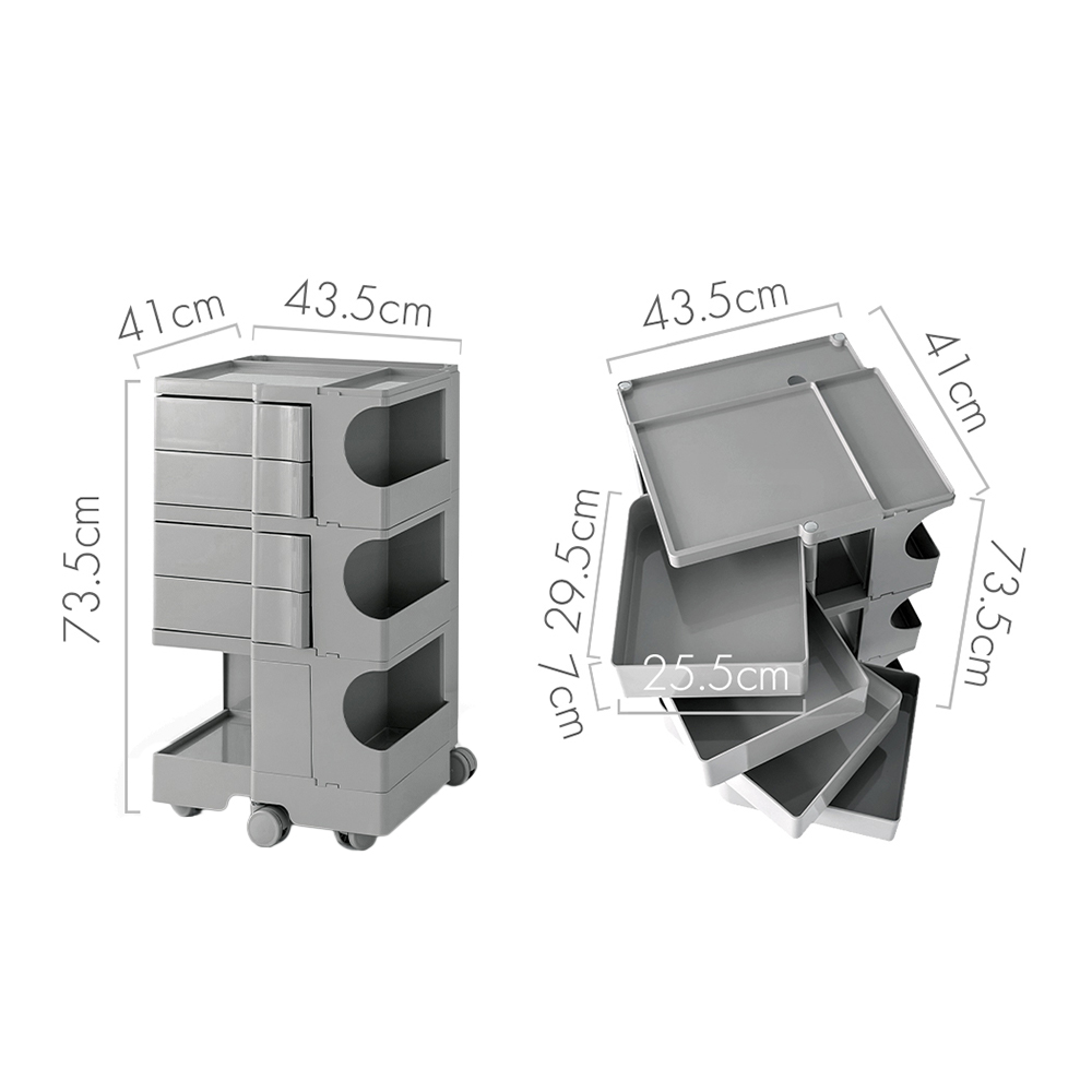 Artiss Storage Trolley Bedside Table 5 Tier Cart Boby Replica Grey — image 2