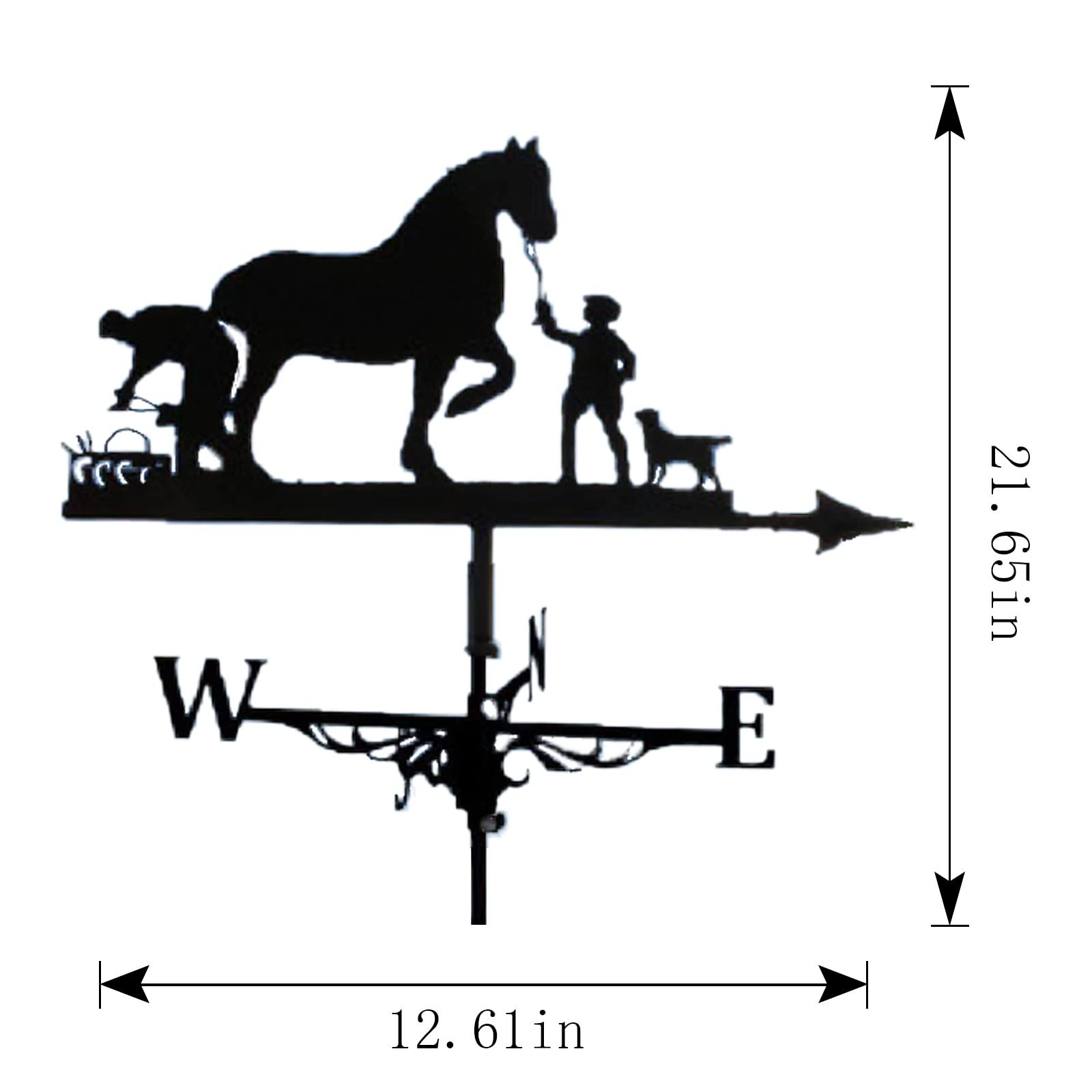 Various Shapes of Stainless Steel Creative weathervane, Black Metal Patio roof Outdoor Decorative weathervane (Man and Horse) — image 2