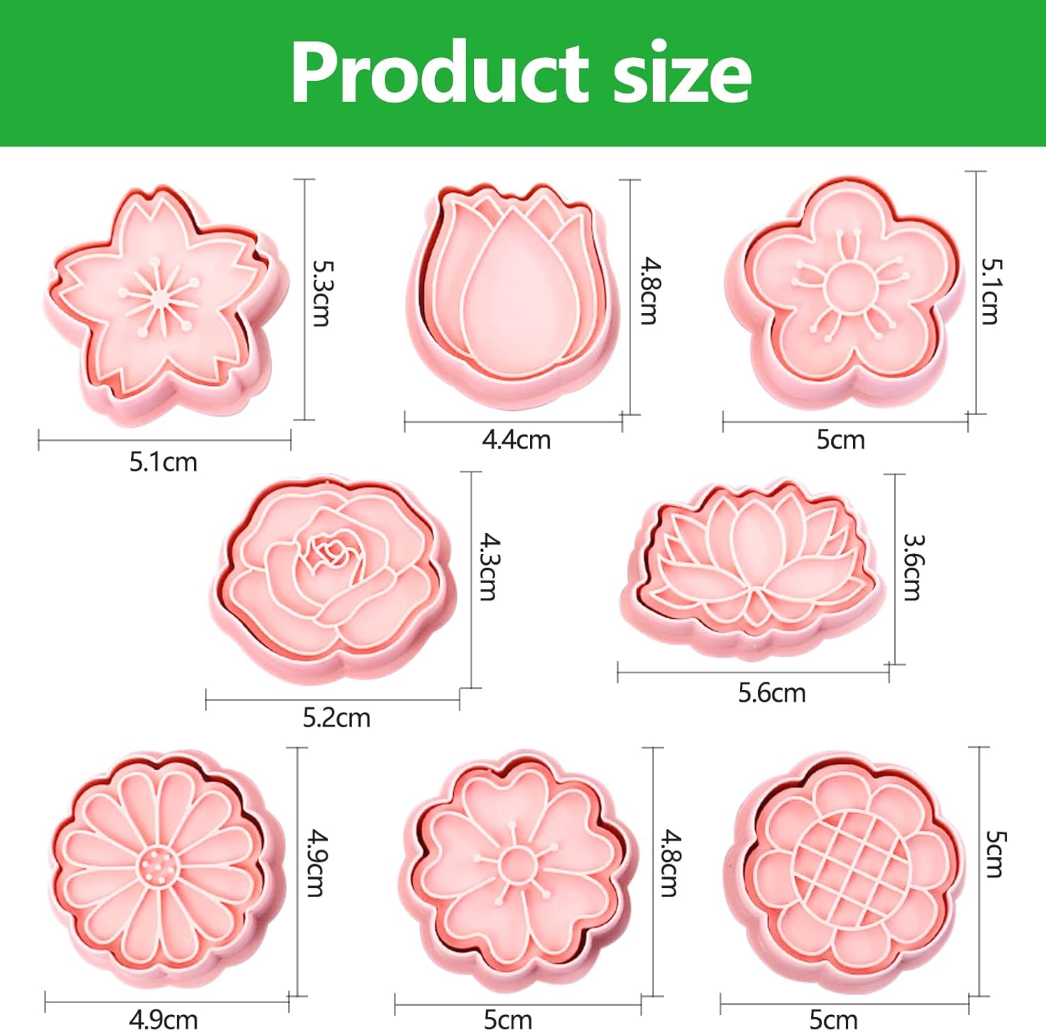 Set of 8 cookie cutters for kids, 3D cookie cutter, flower shape, cookie shape, DIY, baking cakes, tool, fondant, cake, baking — image 4