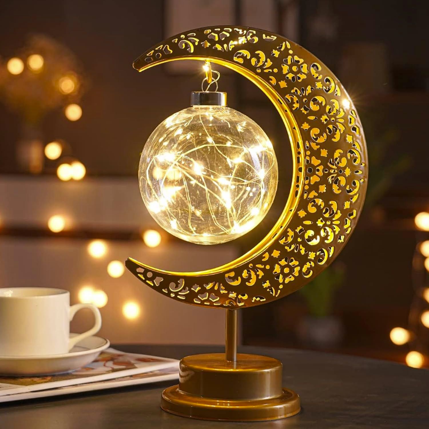 Moon Lamp, Enchanted Lunar Lamp, Ramadan Decorations Lamp for Bedroom, Magic Kids Night Lights, Crescent Moon Light