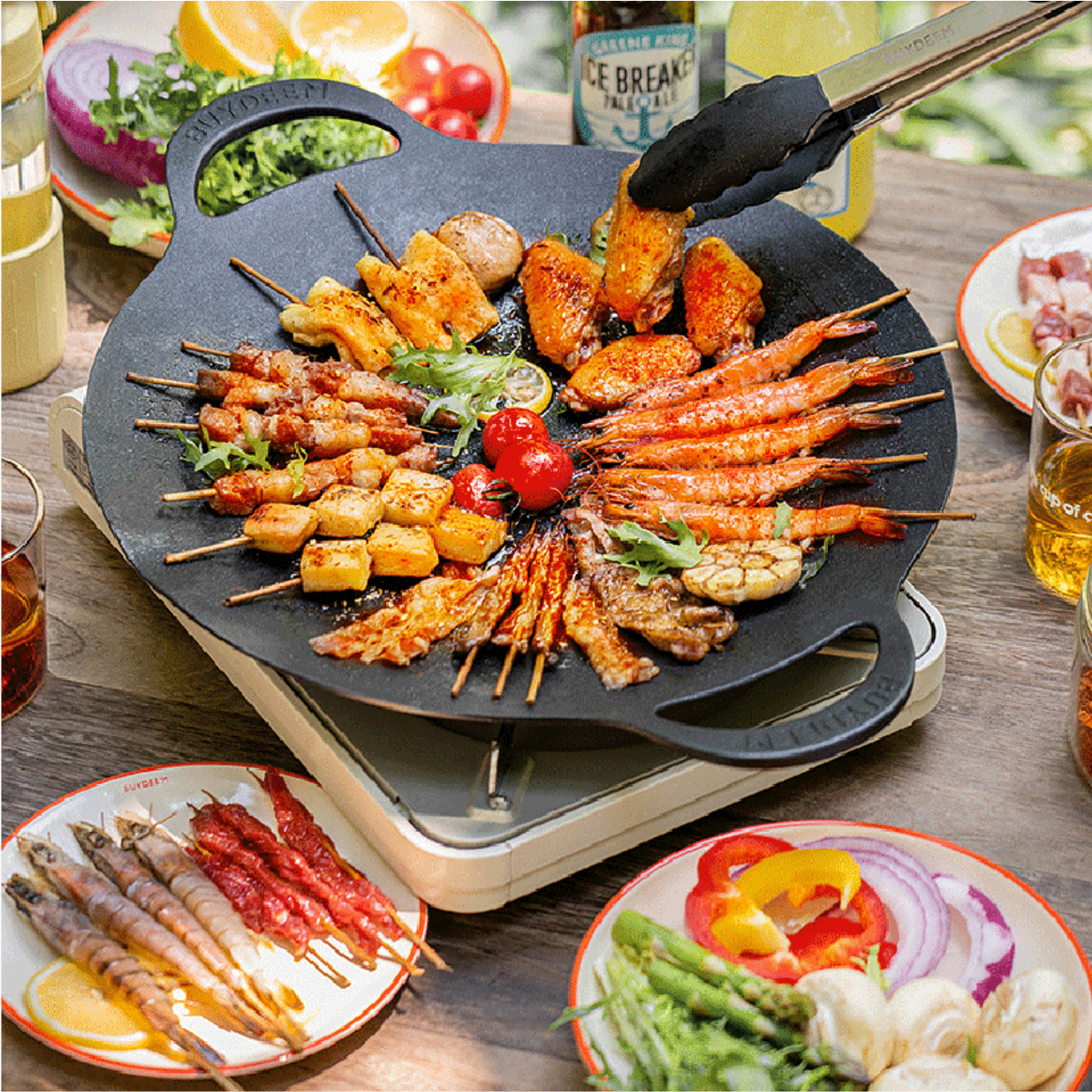 BUYDEEM Grill Pan Nonstick 36cm Round BBQ Griddle Indoor or Outdoor Cooking — image 6