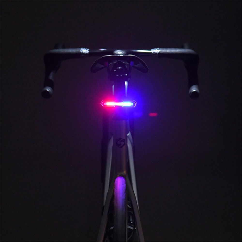 USB Rechargeable Tail Light, LED Night Cycling Bike Warning Rear Tail Light for Cycling Safety(Red & Blue & White) โ image 4