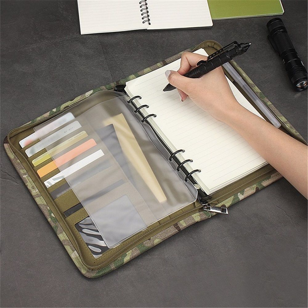 outdoor Padfolio Ring Binder of Leaf Paper, outdoor Notebook with Zippered Padfolio Organizer, Refillable Tactical Notebook 6-Ring A6 Notebook Paper โ image 4