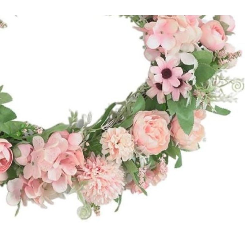 Decorative Spring Wreath, Peony and Hydrangea, 40Cm, Light Pink for home decor accent, front decor, or wall decor — image 2